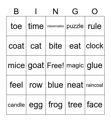 Phonic Review Bingo Card