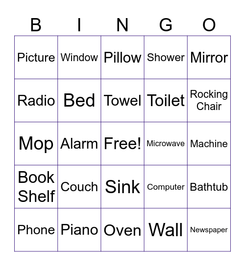 Furniture Bingo Card