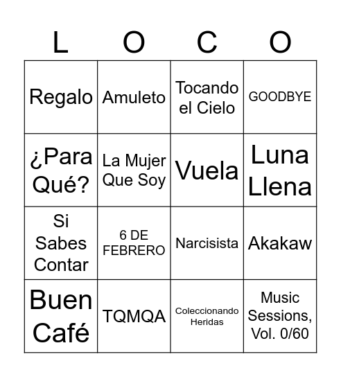 Locura de Marzo 2026 Bingo Card