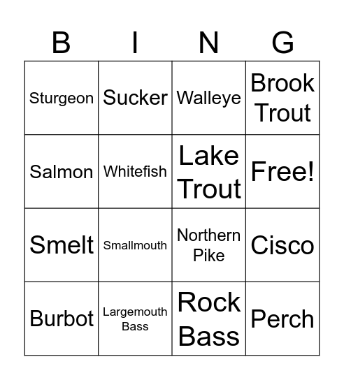 Ojibwe Fishy Bing Bingo Card