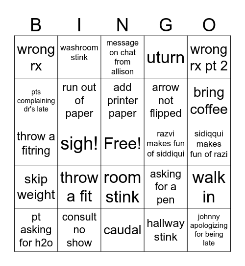 Untitled Bingo Card