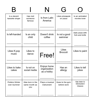 FIND SOMEONE WHO... Bingo Card