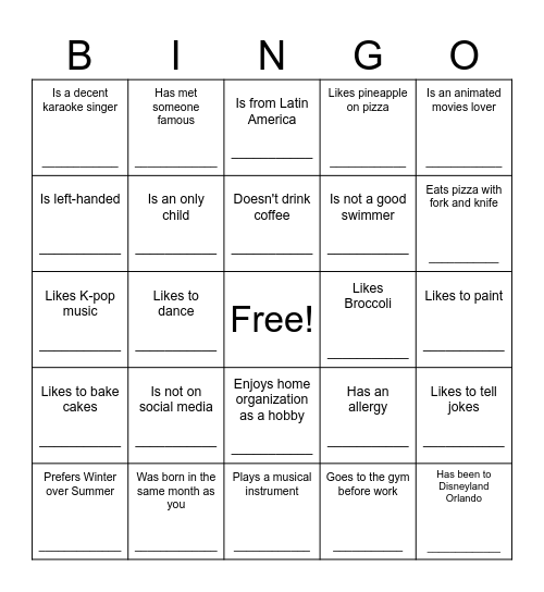 FIND SOMEONE WHO... Bingo Card