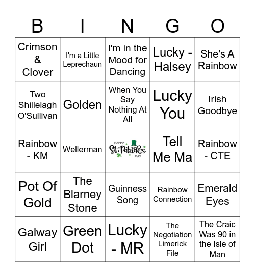 St. Patrick's Day Bingo Card