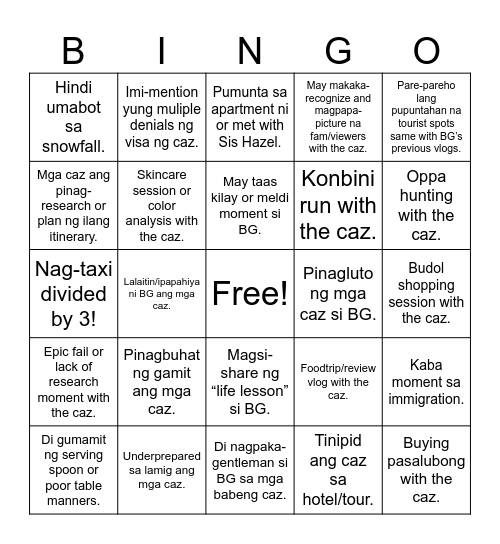 South Korea with the Caz Bingo Card