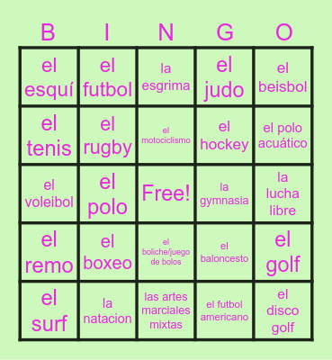 Sports (Spanish) Bingo Card