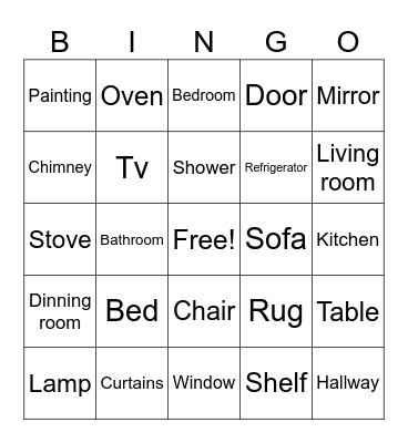 Furniture Bingo Card