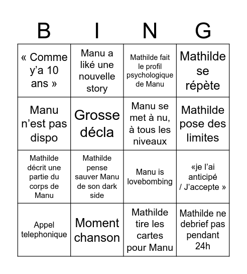 Bingo Mathilde Bingo Card