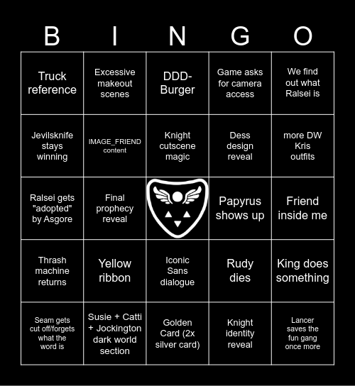 Deltarune Chapter 5 Bingo Card