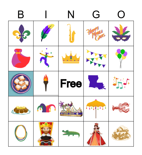 Mardi Gras Bingo Card