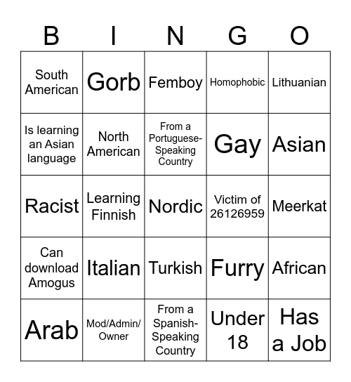 Old World Languages Bingo Card