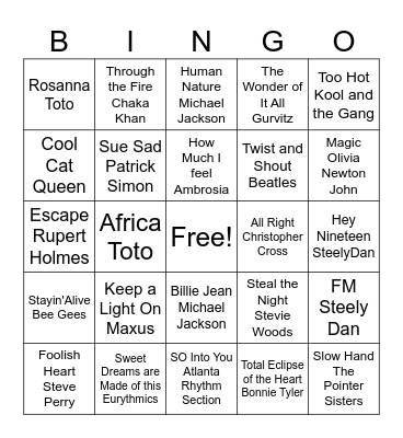 Yacht Bingo Card
