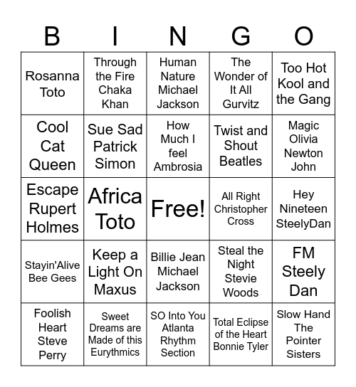 Yacht Bingo Card