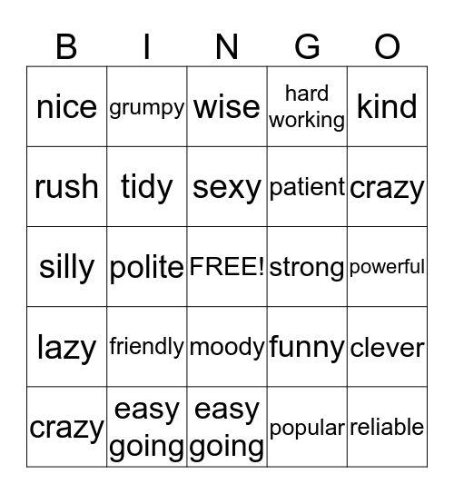 Alain Bingo Card