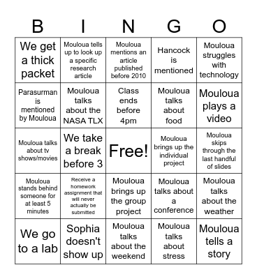 HF Bingo Card