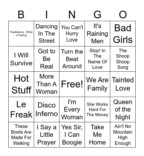 Disco Divas Bingo Card