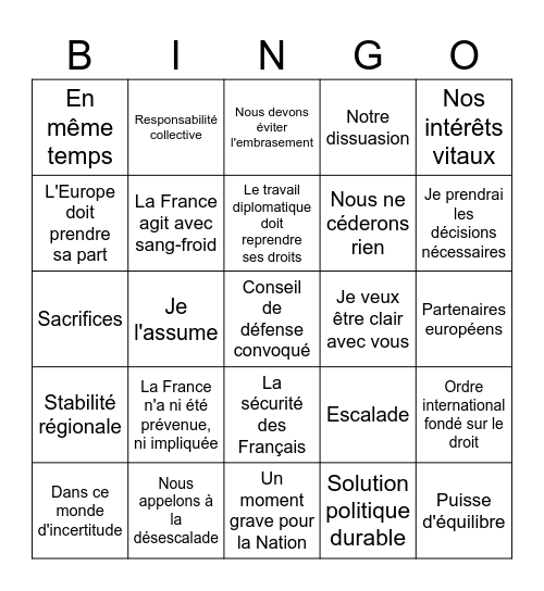 Macron 20h Bingo Card