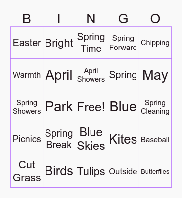 Spring Is That You? Bingo Card