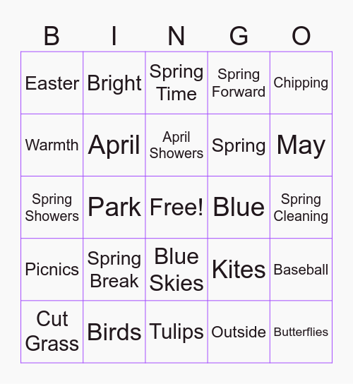 Spring Is That You? Bingo Card