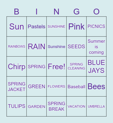 SPRING BLING BINGO! Bingo Card