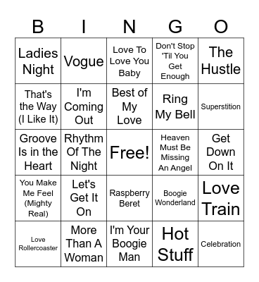 Last Call at the Disco Bingo Card