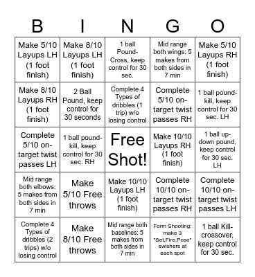 Basketball Bingo Card