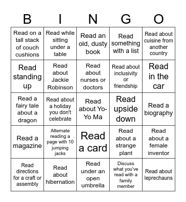 Reading Challenge March 2026 Bingo Card
