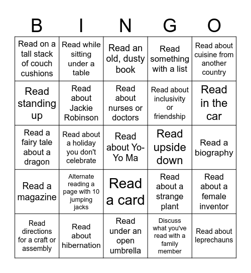 Reading Challenge March 2026 Bingo Card