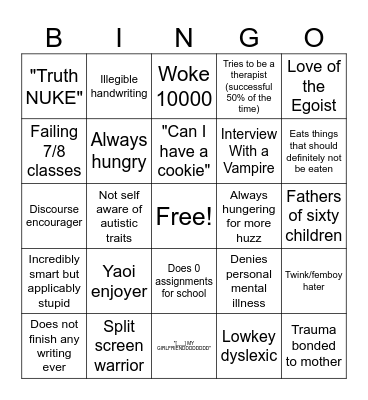 Jaydyn Bingo Card