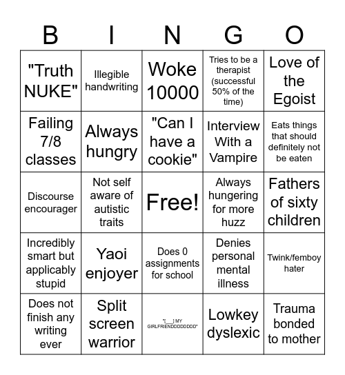 Jaydyn Bingo Card