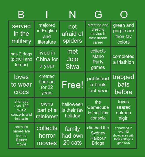 TRiO Meet, Greet & Treat Bingo Card