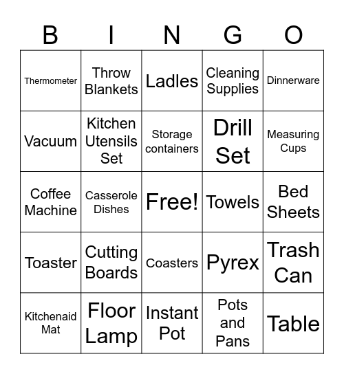 Jordyn's Bridal Shower Bingo Card