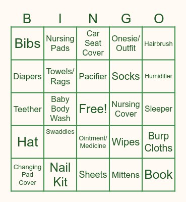 Gift Bingo Card