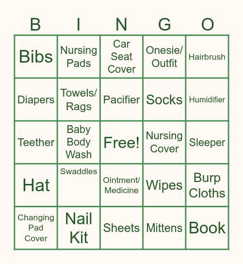 Gift Bingo Card