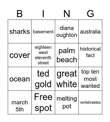 March 6-7th Bingo Card