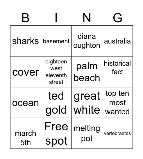 March 6-7th Bingo Card