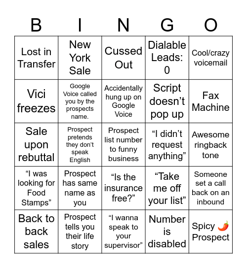 RevRise Bingo Card