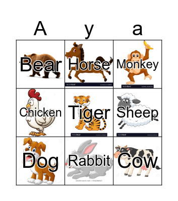 Name:__________________  Class:_____ Bingo Card