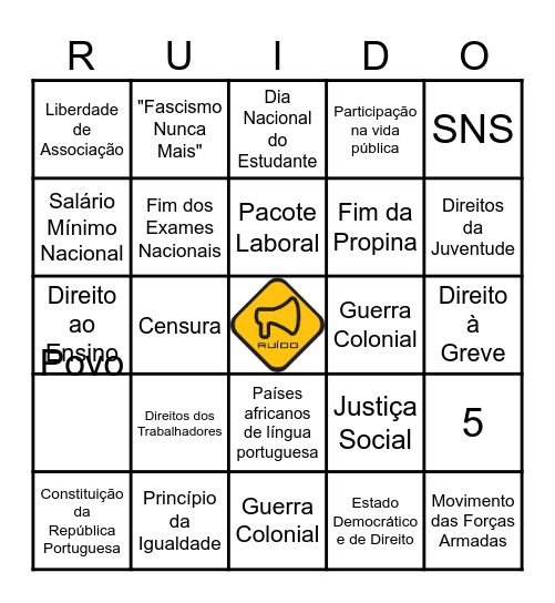 Projeto ruido Bingo Card
