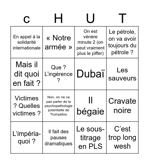 Manu Mac parle ENCORE, au secours Bingo Card