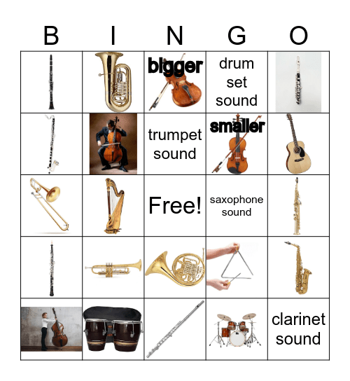 Instruments bingo Card