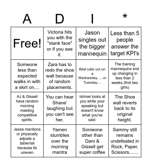 Visual Bingo Card