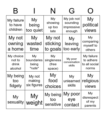 Disappointment about... Bingo Card