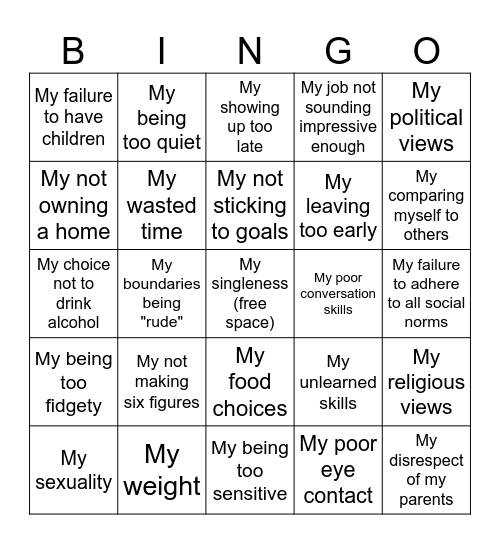 Disappointment about... Bingo Card