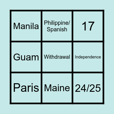 SPANISH-AMERICAN BINGO Card