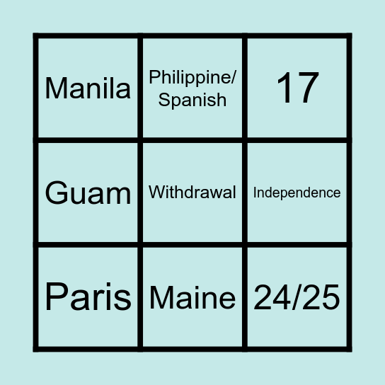 SPANISH-AMERICAN BINGO Card