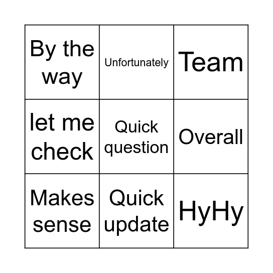 Hi Team Bingo Card