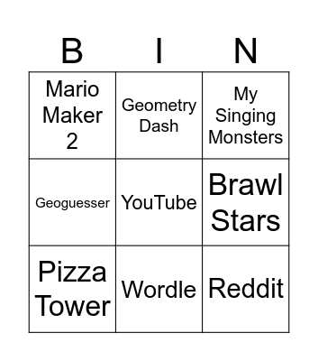 Bin Bingo Card