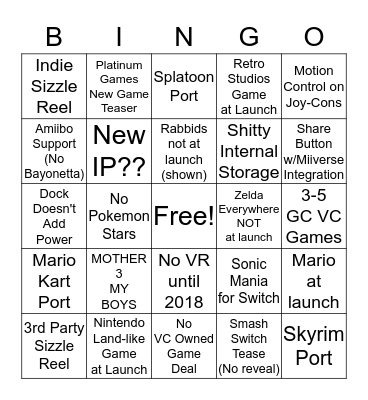 Switch Hype!!! Bingo Card