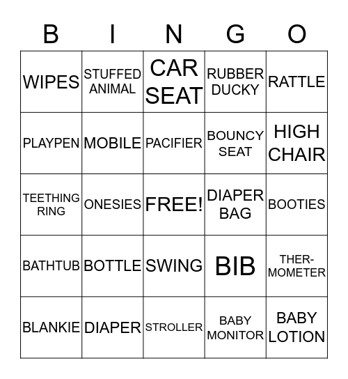BABY SHOWER BINGO Card